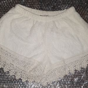 Cream lace shorts